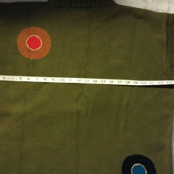 Hunt Club Knit Sweater Multi Color Olive Green Women’s Sz M Med Oversized 90s - Picture 10 of 16
